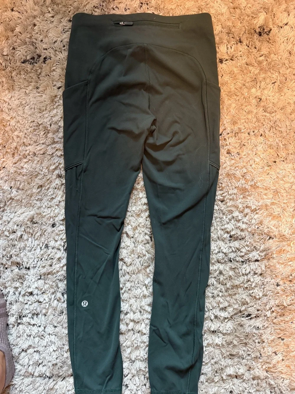 lululemon athletica Deep Olive Green Workout Leggings with Zipper Pocket